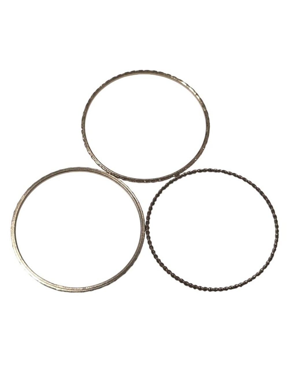 Retro Gold Tone Bangles Smooth Twisted Textured Designs Set of 3 Fashion Jewelry